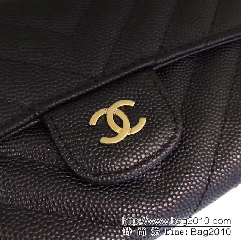 CHANEL香奈兒 經典cf長款錢包 荔枝紋v格紋路 亮金五金 80758  DJC3169